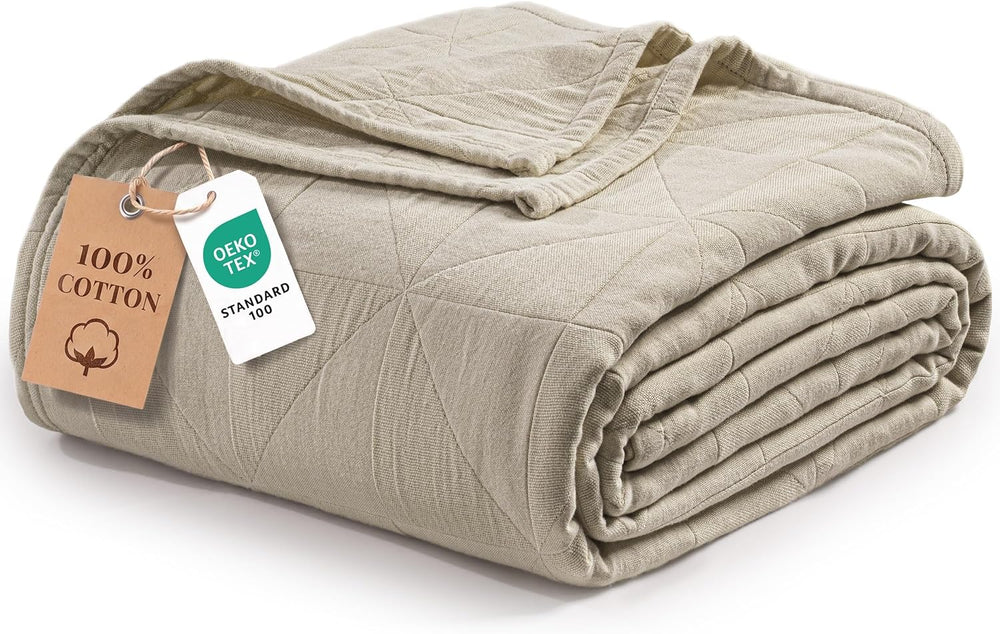 Exclusivo Mezcla 4-Layer 100% Cotton Muslin King Size Blanket, Khaki