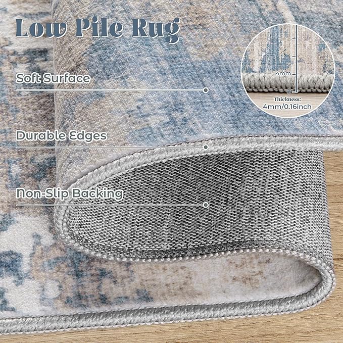 5x7 Area Rugs for Living Room, Washable Modern Abstract Large Area Rug Neutral - Image 7