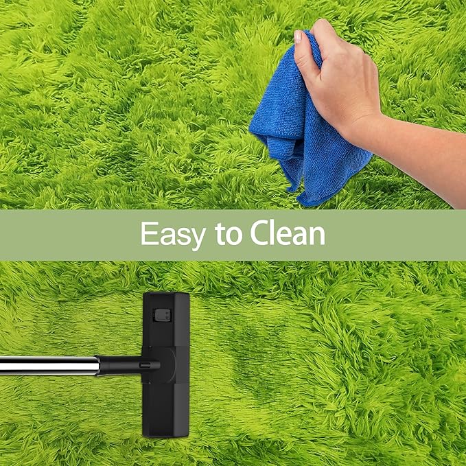 Tie-Dyed Runner Rug for Bedroom Green 2x5ft Fluffy Area Rug Bedside Runner Rug - Image 7