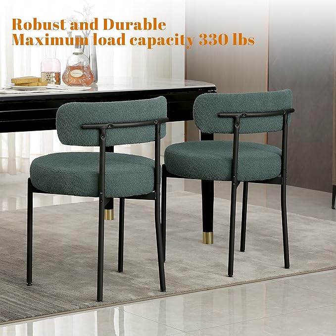 DYHOME Boucle Dining Chairs Set of 4, Upholstered Kitchen Dining Room Chairs,...