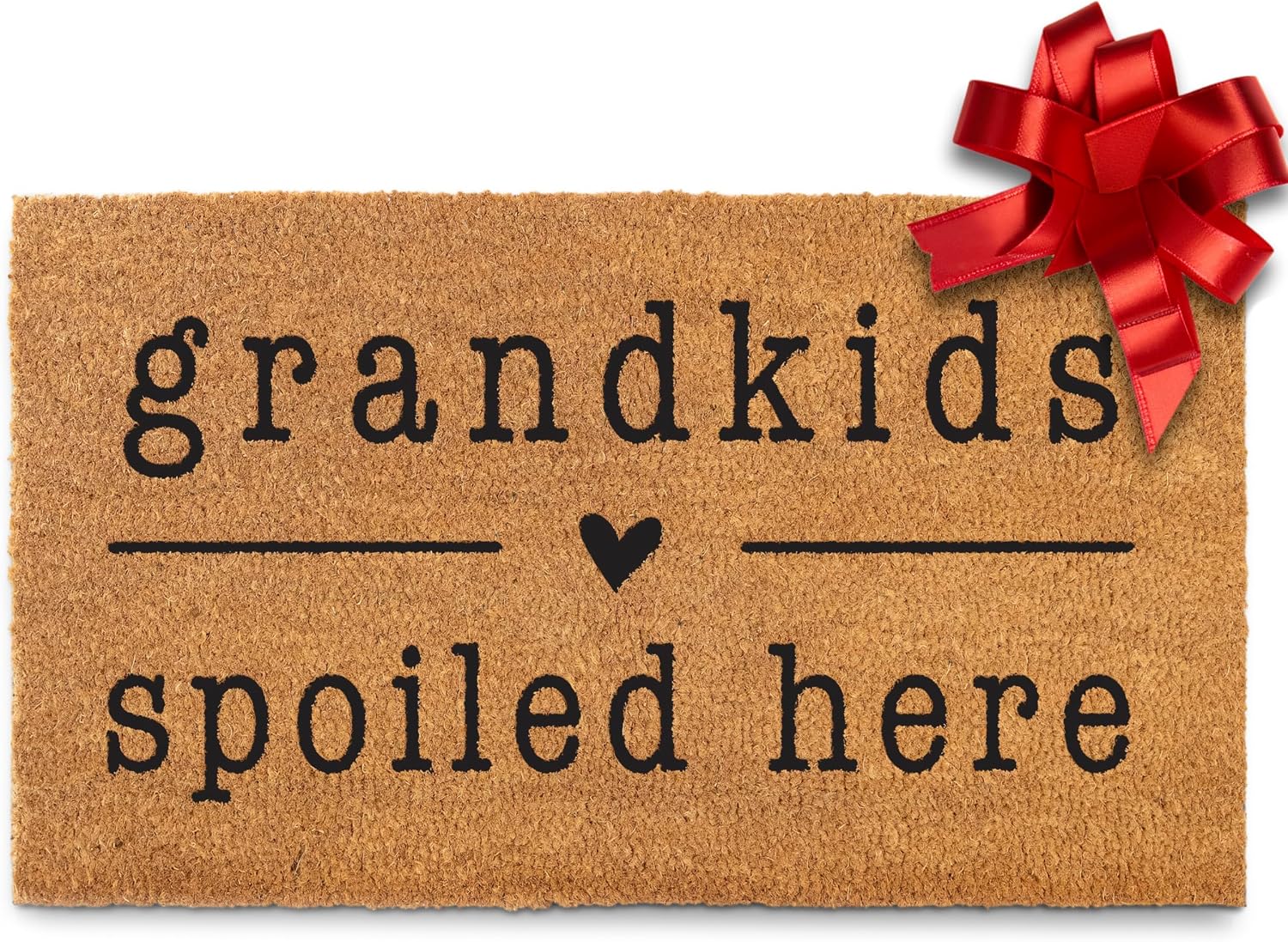 Grandkids Spoiled Here Door Mat 30x17 Inch, Coir Welcome Mat Front Doormat | Natural Coco Fibers, Dirt Scraper, Pvc Backing, Covered Porch Farmhouse Decor, Warm Welcome Everyday Use, Grandparents Gift
