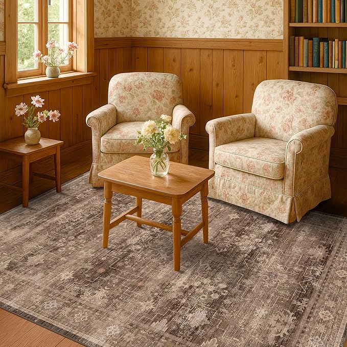 Hazo Haus Boho Taupe Brown 5x7 Living Room Rug - Image 8