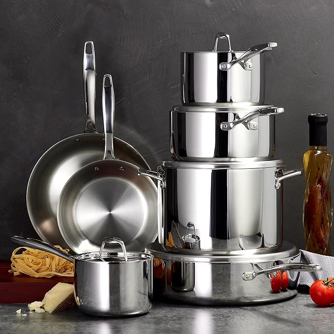 Tramontina Signature Tri-Ply Clad Stainless Steel 12-Piece Cookware Set - Image 2