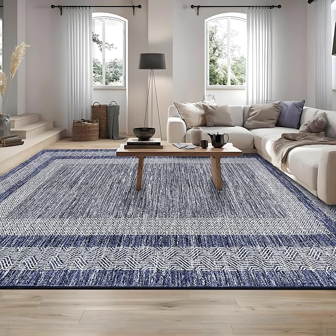 GarveeHome 8x10 Large Washable Area Rug Modern Bordered Rug Distressed - Image 7