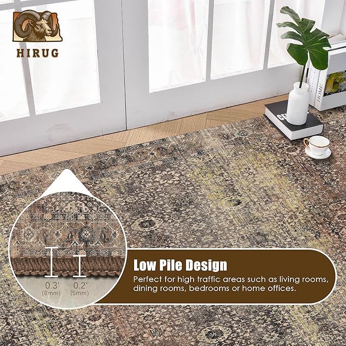 Washable Area Rug 9' x 12' Vintage Traditional Persian Mat - Image 5