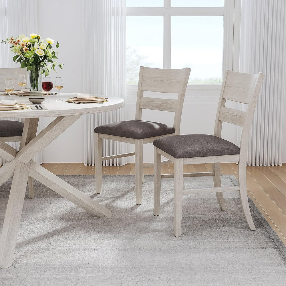 Peatuk Solid Wood Dining Chair Set of 2, Part of Dining Table Set, Mix and Ma...