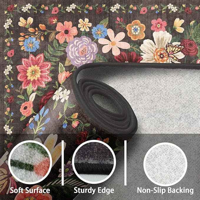 Black/Brown Living Room Rugs, Area Rugs 5x8 Rug - Image 2