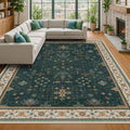 Hazo Haus Dark Green Vintage 7x10 Washable Rugs by HazoHaus