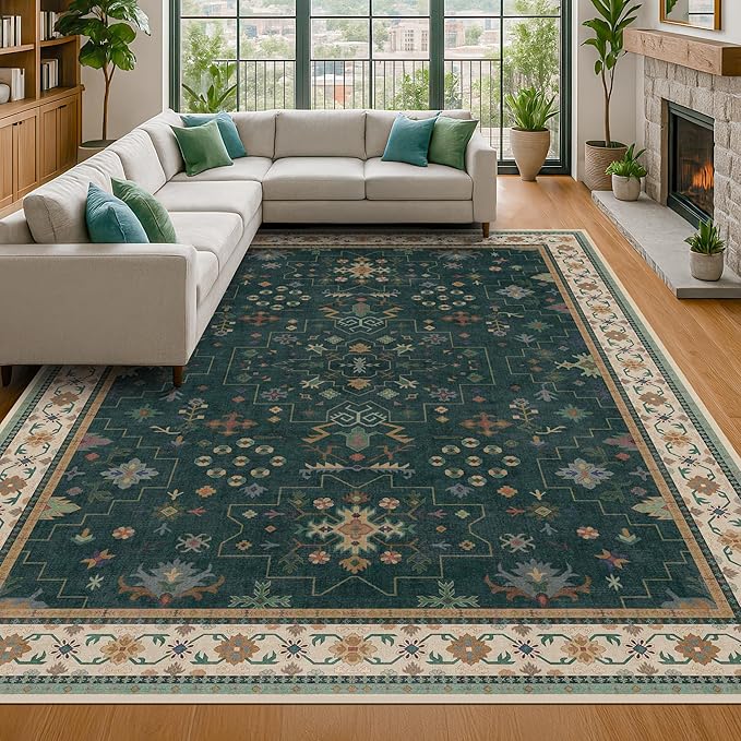 Hazo Haus Dark Green Oushak Living Room Rug 10x14 - Image 9