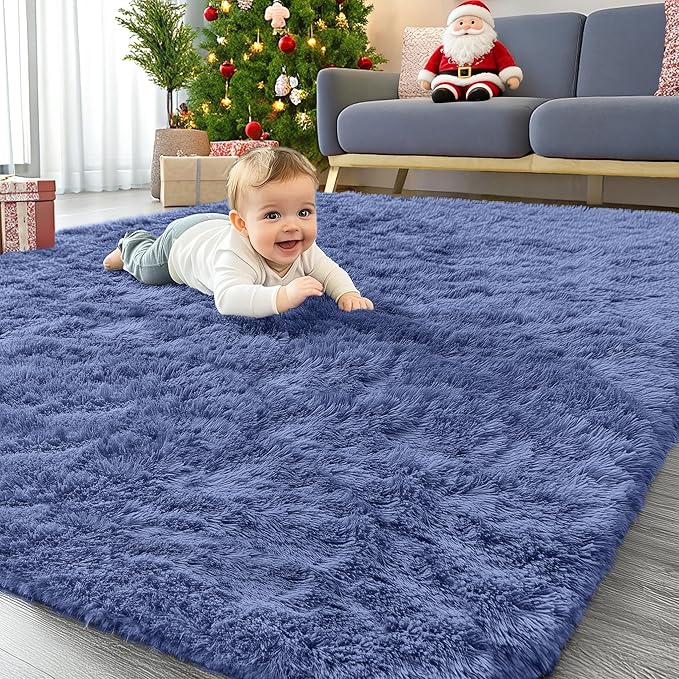 OLANLY Area Rugs for Living Room Bedroom, Machine Washable 4x5.9 ft Soft Fluffy by OLANLY