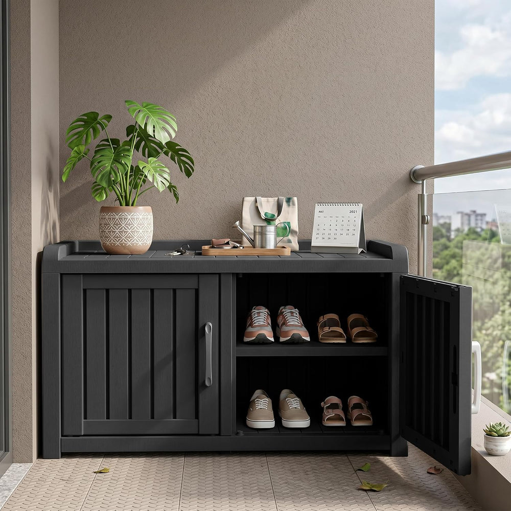 ROJIK Shoe Cabinet Waterproof UV-Resistant,Storage Bench Indoor Outdoor with ...