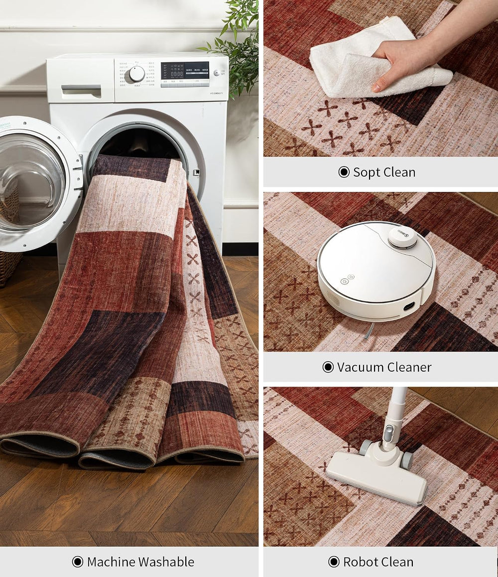 YIHOUSE 2x6 Kitchen Runner Rug Non Slip Washable, Geometric Patchwork Rug Run...