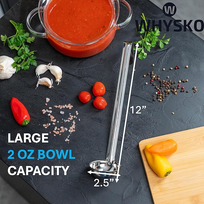 Whysko Soup Ladle Stainless Steel, 2 oz Metal Ladle Spoon, Rustproof Heat - Image 2