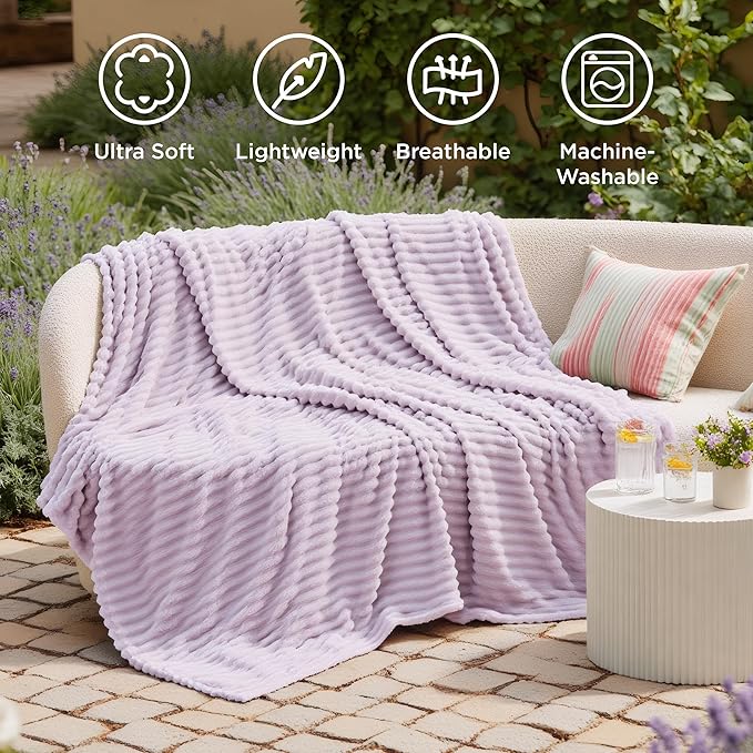 Bedsure GentleSoft Lavender Fog Twin Blanket - Image 5