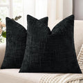 decorUhome Black Chenille Throw Pillow Covers 18x18 Set of 2 Textured Soft Cozy by decorUhome