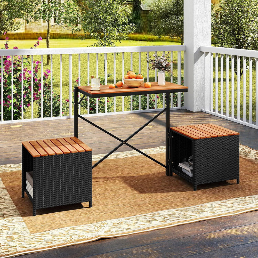 Tangkula 3-in-1 Convertible Bench Bar Table, Outdoor Folding Table & Chair