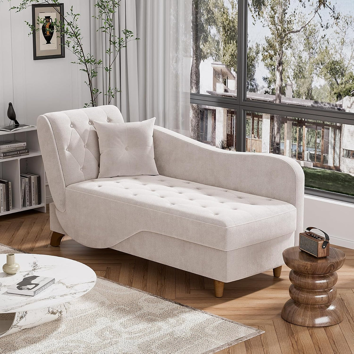 damaifrom chaise lounge chair indoor with storage,adjustable backrest,grey, main product view