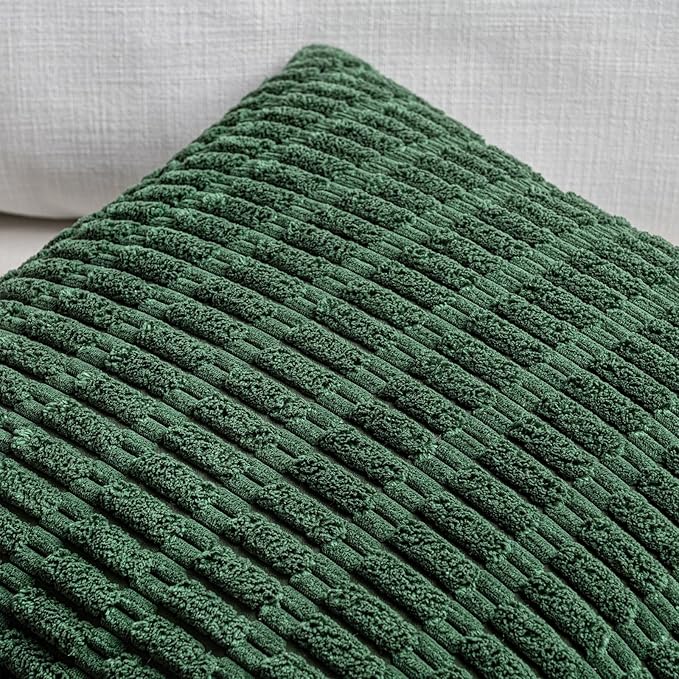 Fancy Homi 4 Packs Hunter Green Decorative Throw Pillow Covers 16x16 Inch - Image 4