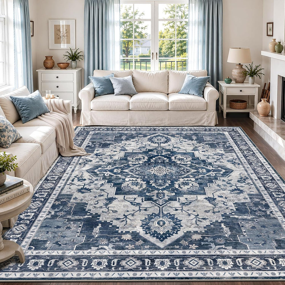 8x10 Area Rugs Living Room Rug: Soft Vintage Washable Rug