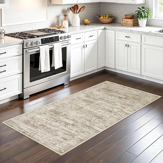 2x4 Washable Rugs for Kitchen, Powder Room Small Area Rug Non-Slip Vintage Low - Image 2