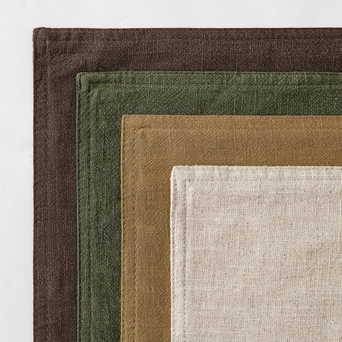 MIULEE Neutral Green/Brown Linen Pillow Covers Pack of 4 Decorative Natural - Image 6