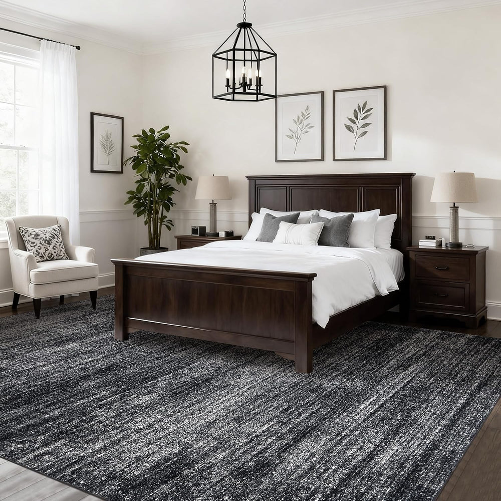 Black Area Rug 8x10 Abstract Soft Washable Rugs Hardwood Floor Protector