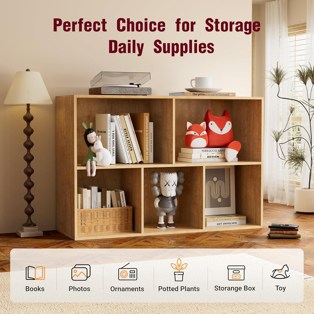 Book Shelf, Wooden Cube Storage Organizer with 11" Open Cubes, Stackable...