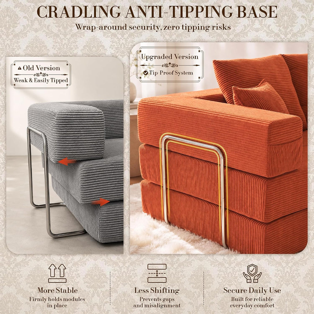 Convertible Futon Sofa Bed - Boneless Couch for Living Room with High Backres...