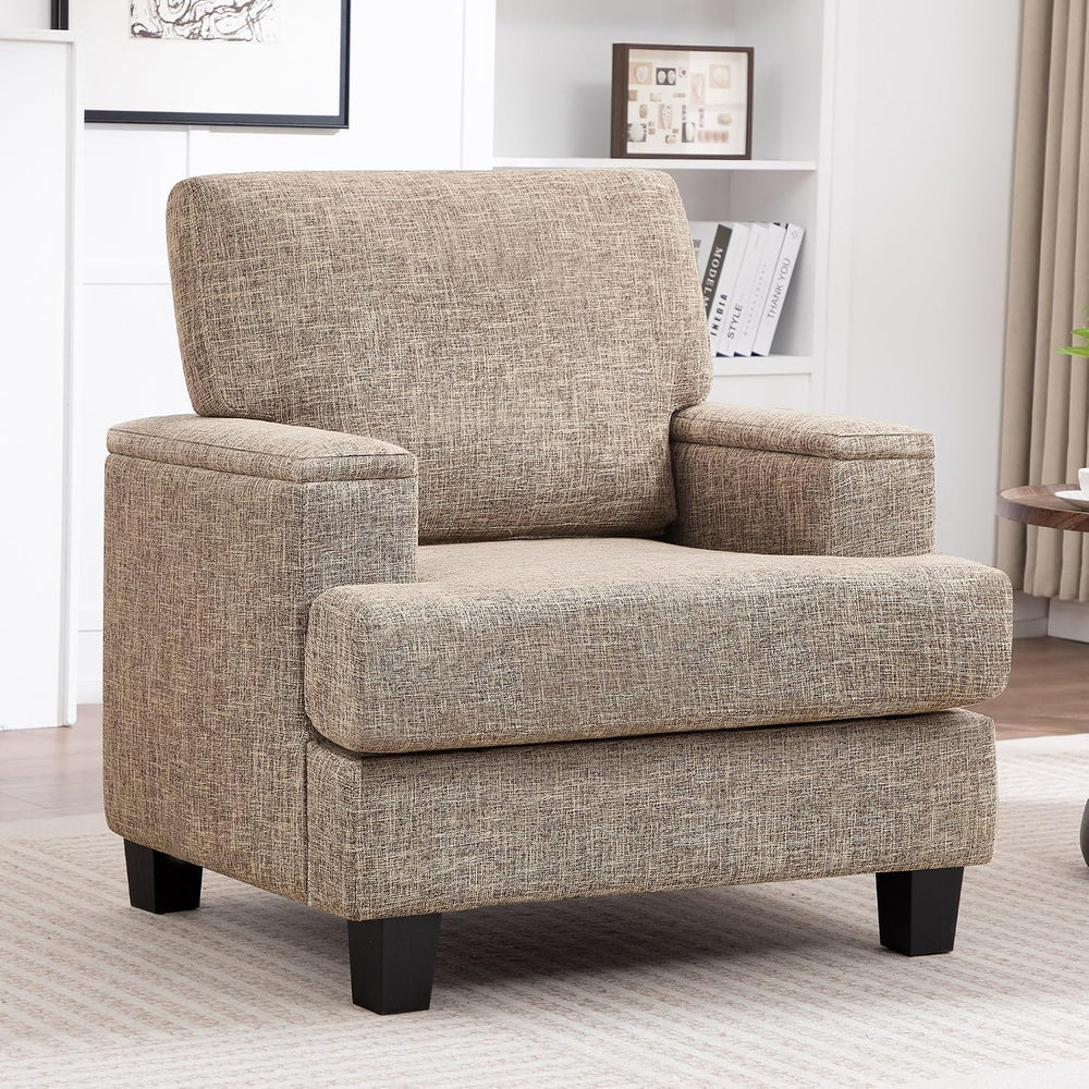 Accent Chairs with Armrest Storage, Modern Reading Chairs, Upholstered Comfy ...
