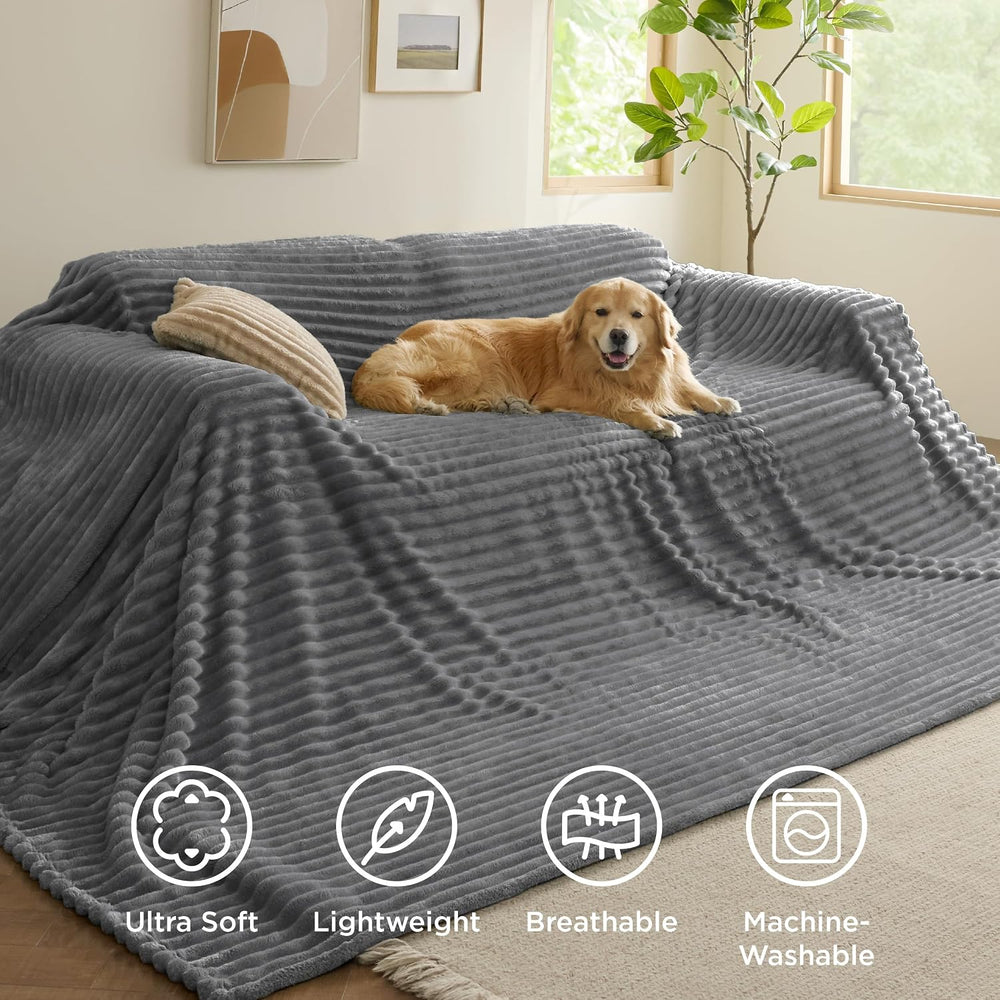 Bedsure Soft Large Fleece Blanket for Bed Frost Gray 120"x120"