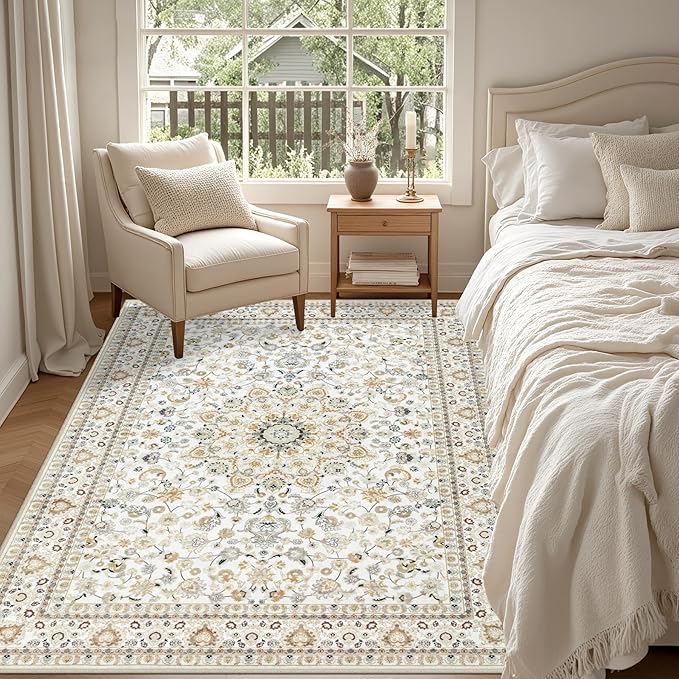 6x9 Area Rugs Living Room Rug: Washable Vintage Boho Rug No Slip Stain - Image 4
