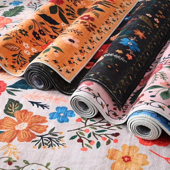 Rugcomf Door Mat Indoor Entrance 2x3 Rug Machine Washable Boho Floral Small - Image 8
