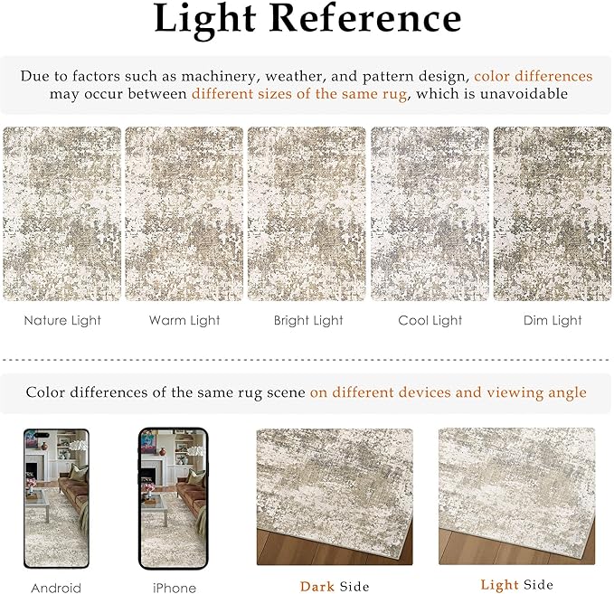 Beige Area Rug 8x10 Machine Washable Modern Abstract Living Room Carpet Non - Image 7