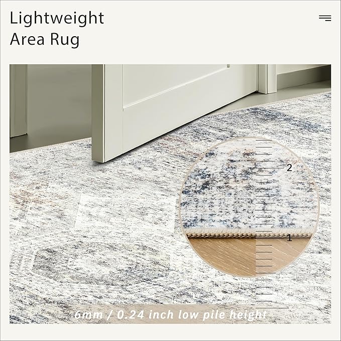 10x14 Area Rugs for Living Room, Non Slip Machine Washable Vintage Rugs - Image 6