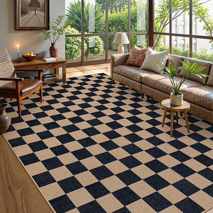 Lahome Colette Checkered Easy Jute Rug, 9x12 Area Rug - Image 2