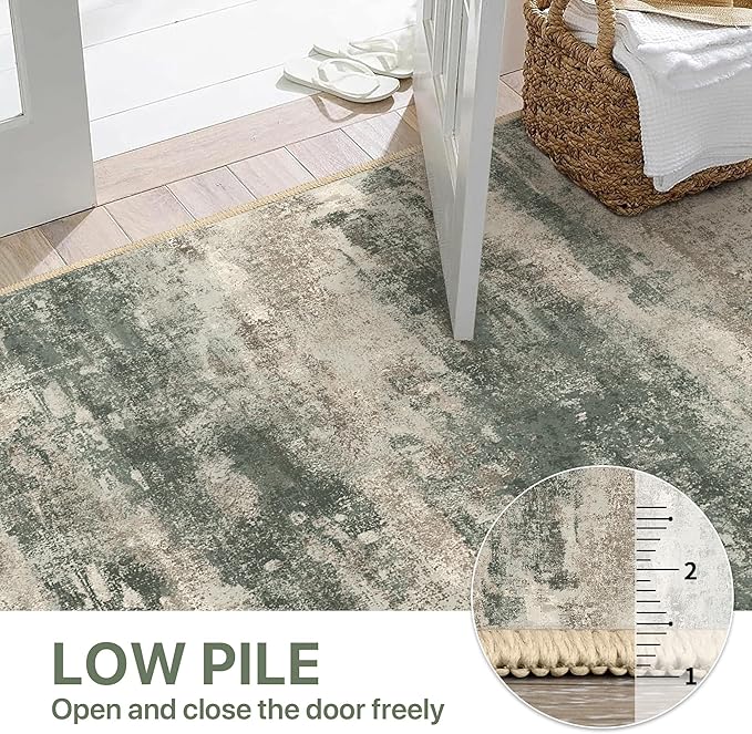 Runner Rug for Hallway Kitchen, Soft Modern Abstract Throw Rugs, Low Pile Floor - Image 8