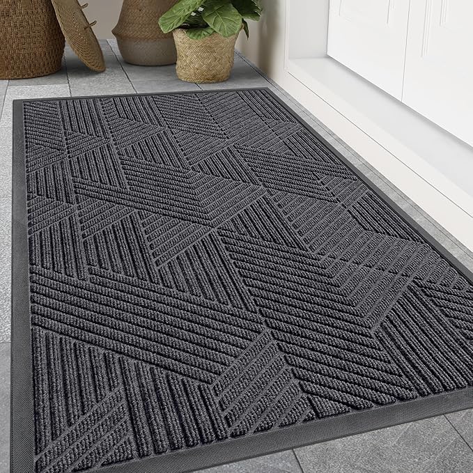 Smiry Front Door Mat Outside Entrance, Heavy Duty Sturdy Natural Rubber Doormat by Smiry