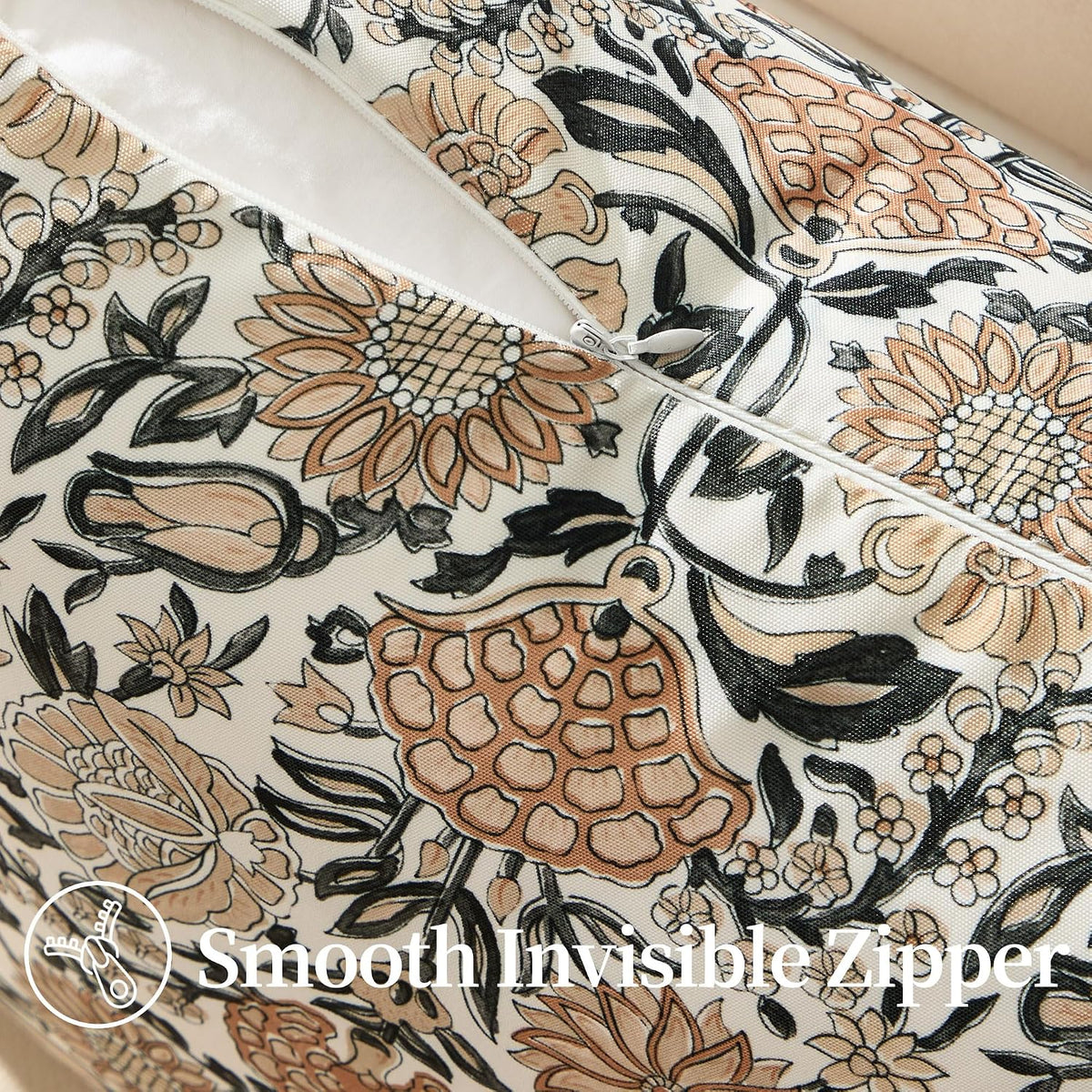 outdoor waterproof pillow covers 24x24 brown floral outdoor shown in use