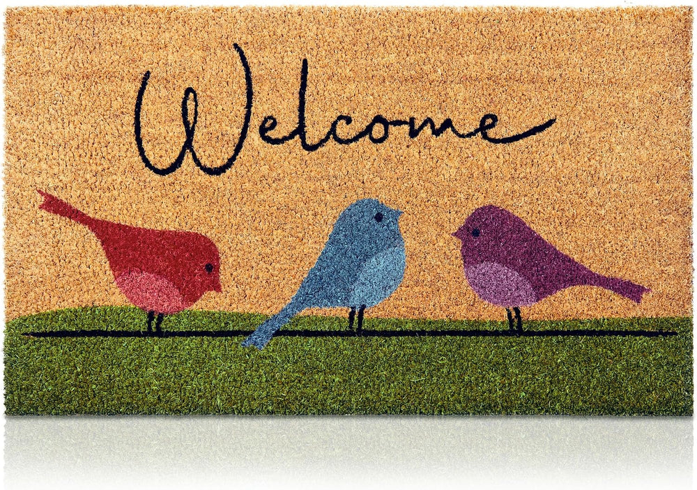 Colorful Birds - 24"x36" - Coir Door Mat - Welcome Mats