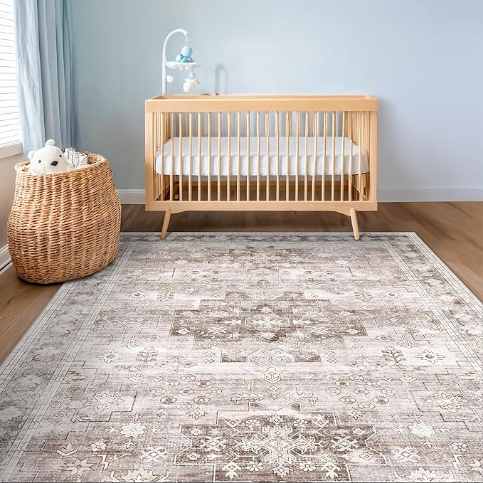 Washable Neutral Farmhouse Large Entryway Rug, 3x6 Area Rugs - Image 6