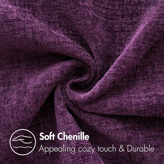 MIULEE Pack of 2 Couch Throw Pillow Covers 12x20 Inch Soft Plum Purple Chenille - Image 2