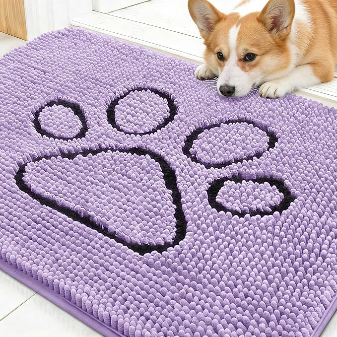 OLANLY Dog Door Mat for Muddy Paws 30x20, Paw Print Design, Absorbs Moisture by OLANLY