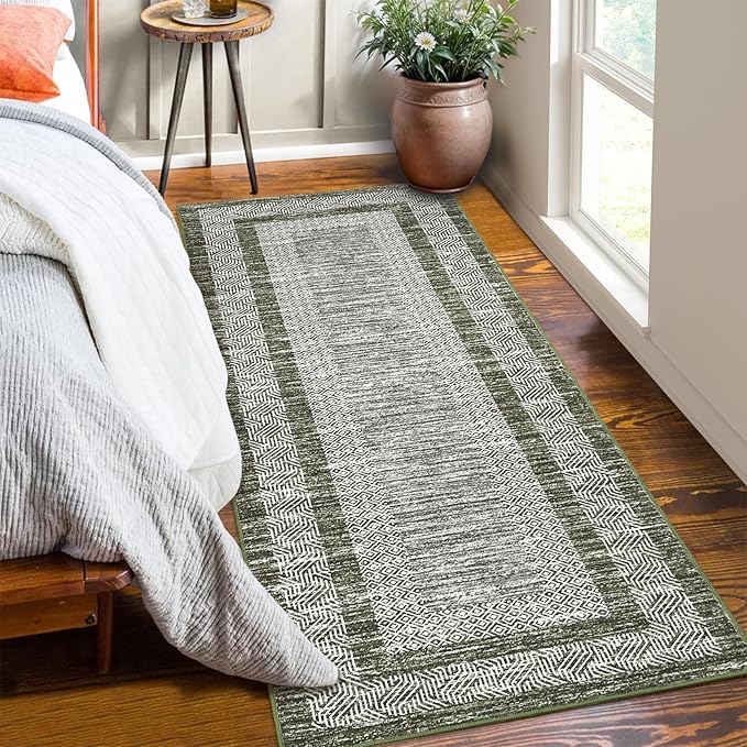 Washable 2.5x10 Kitchen Runner Rug, Easy Clean Geometri Rugs - Image 2