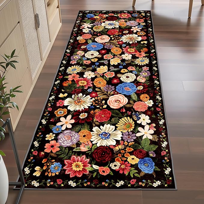 Black/Brown Kitchen Rug 2x6, Non Slip Washable Runner Rugs - Image 5