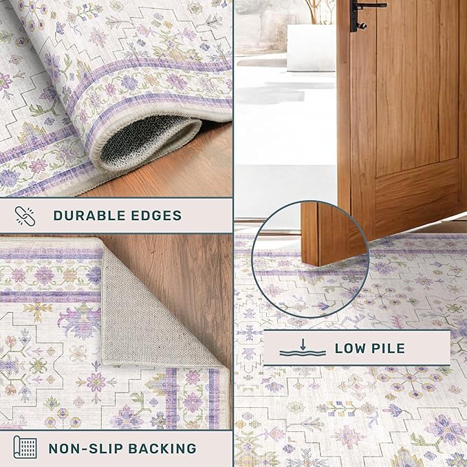 Hazo Haus 6x9 Lavender Rug for Bedroom, Kids Playroom, Non Slip Large Washable - Image 5
