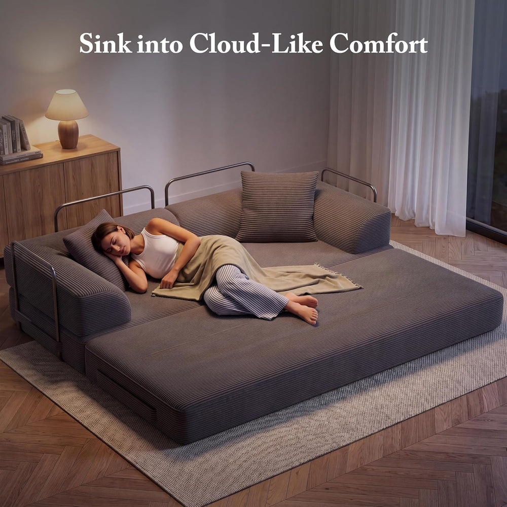 Cloud Boneless Couch Futon Sofa Bed, 5-in-1 Convertible Sofa Bed Pull Out Cou...