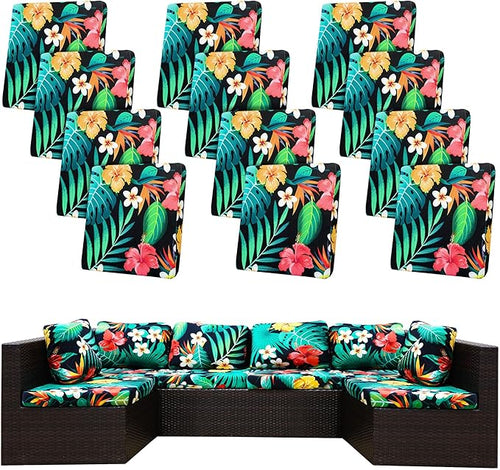 12 Pcs Stretch Patio Cushion Covers, Outdoor Couch Covers Replacement, Outdoor by BIETYONE