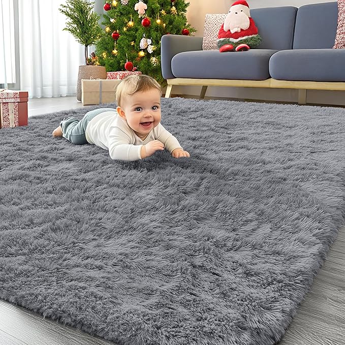 OLANLY Area Rugs for Living Room Bedroom, Machine Washable 4x5.9 ft Soft Fluffy by OLANLY