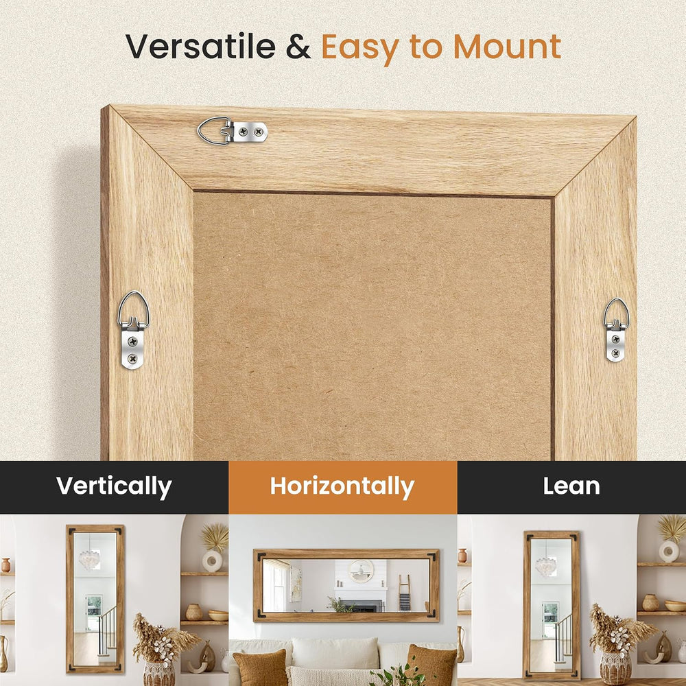 Wood Framed Full Length Mirror for Wall, 56"X22" Floor Standing Bod...