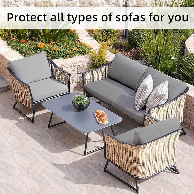 8Pcs Stretch Patio Cushion Covers, Outdoor Couch Covers Replacement, Outdoor - Image 6